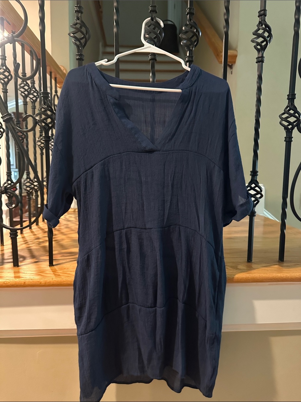 Cupshe Navy V-Neck Tiered Swim Coverup